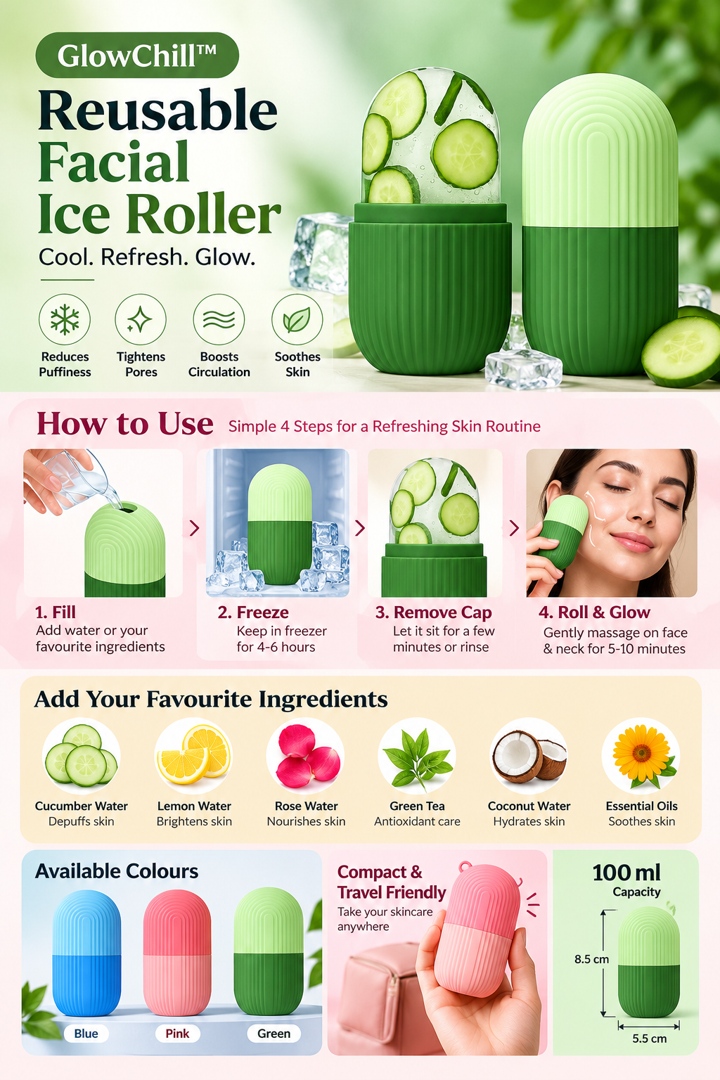 GlowChill™ Reusable Facial Ice Roller